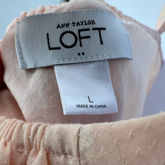 Ann Taylor Loft Peach Tank WMNS L Floral Tie Detail Scoop Lined Elastic Back Top - Picture 4 of 5